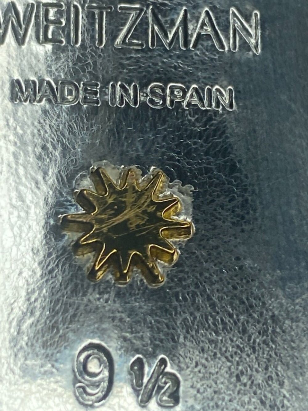 Stuart Weitzman Silver Leather Slip-On Pointed Toe 3.5" Heel Dress Pumps - Picture 9 of 9